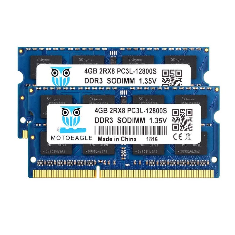Motoeagle 2x4GB DDR3L 1600MHZ SODIMM RAM PC3L 12800S 2Rx8 PC3 1600 DDR3 12800 204-pin 1.35V Dual Rank Laptop Memory 8GB KIT - Image 1